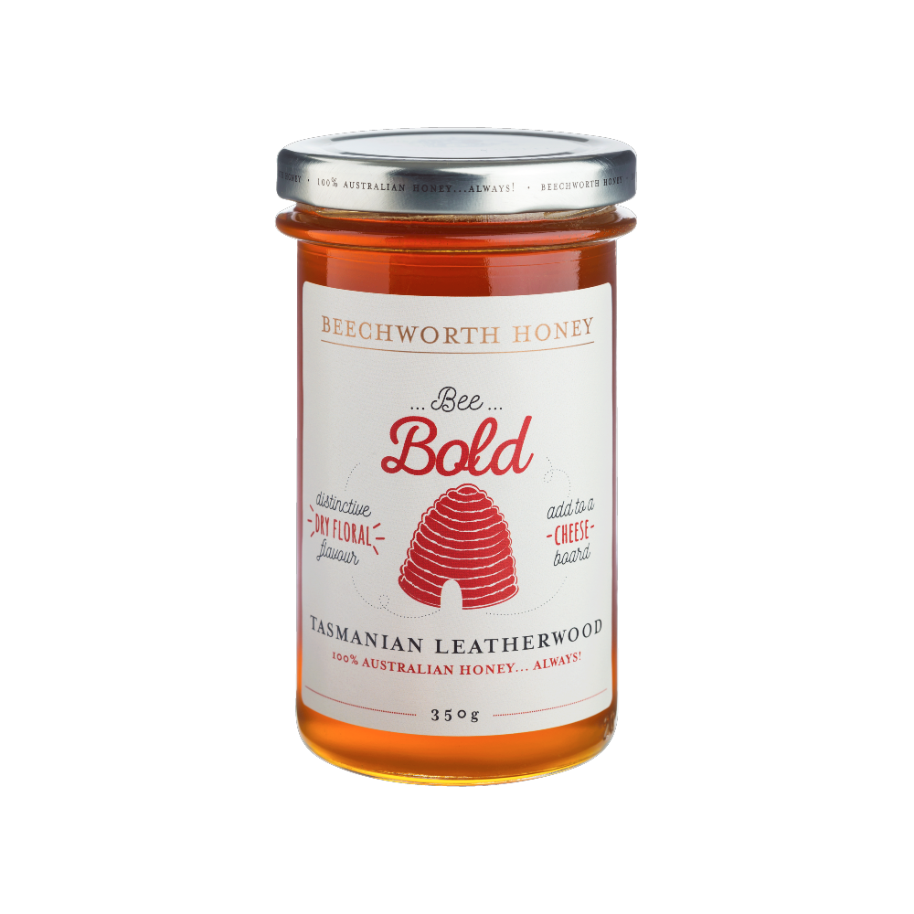 BBTALEJAR350 _Beechworth-Honey-Bee-Bold-Tas-Leatherwood-Jar