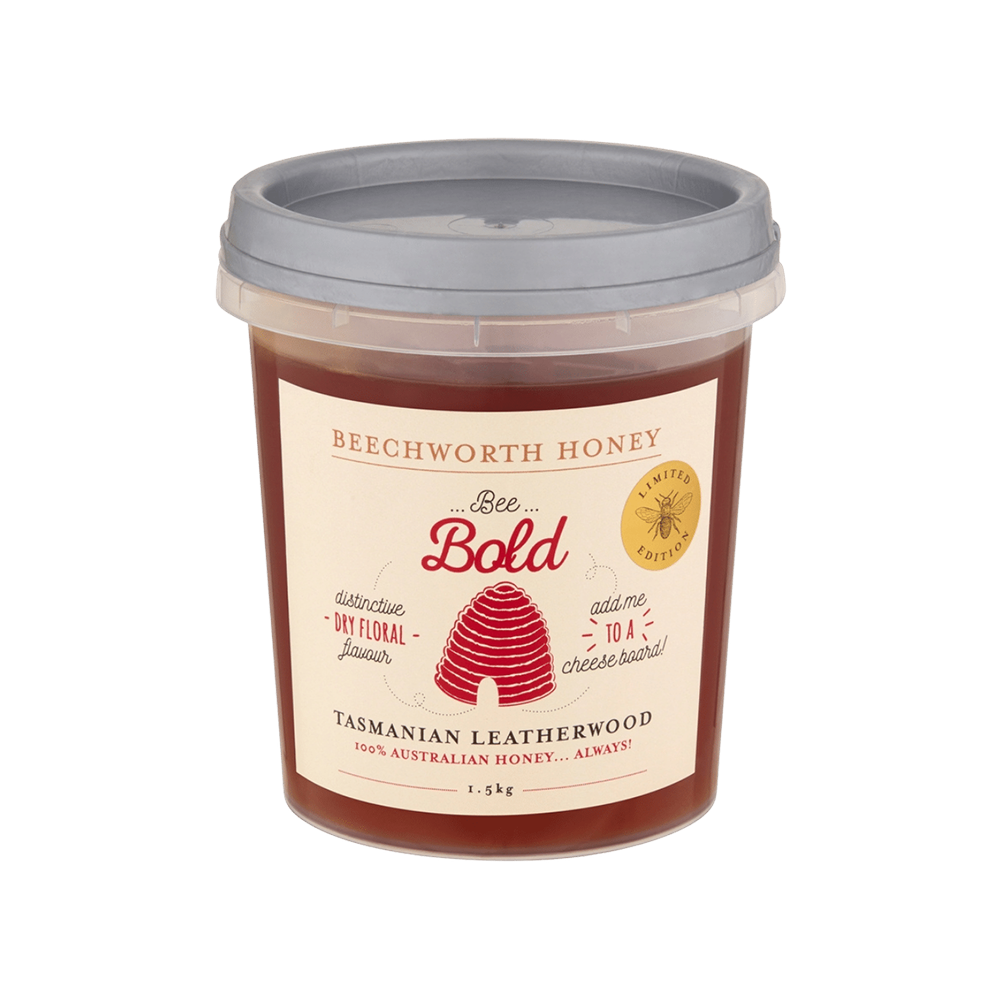 BBTALEBIL1.5_Bee-Bold-Tasmanian-Leatherwood-Honey-Tub-1.5kg