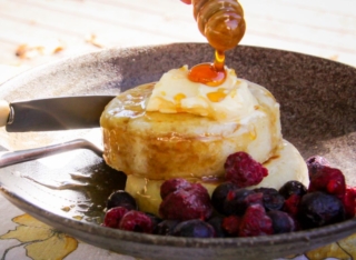 Homemade Crumpets with Almond Honey