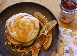 Ricotta Pancakes with Macadamia Honey