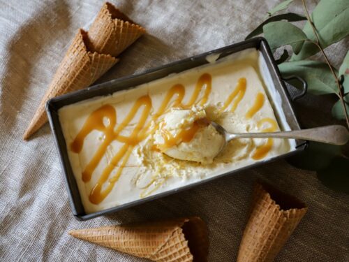 Vanilla Ice Cream with a Honey Caramel Swirl