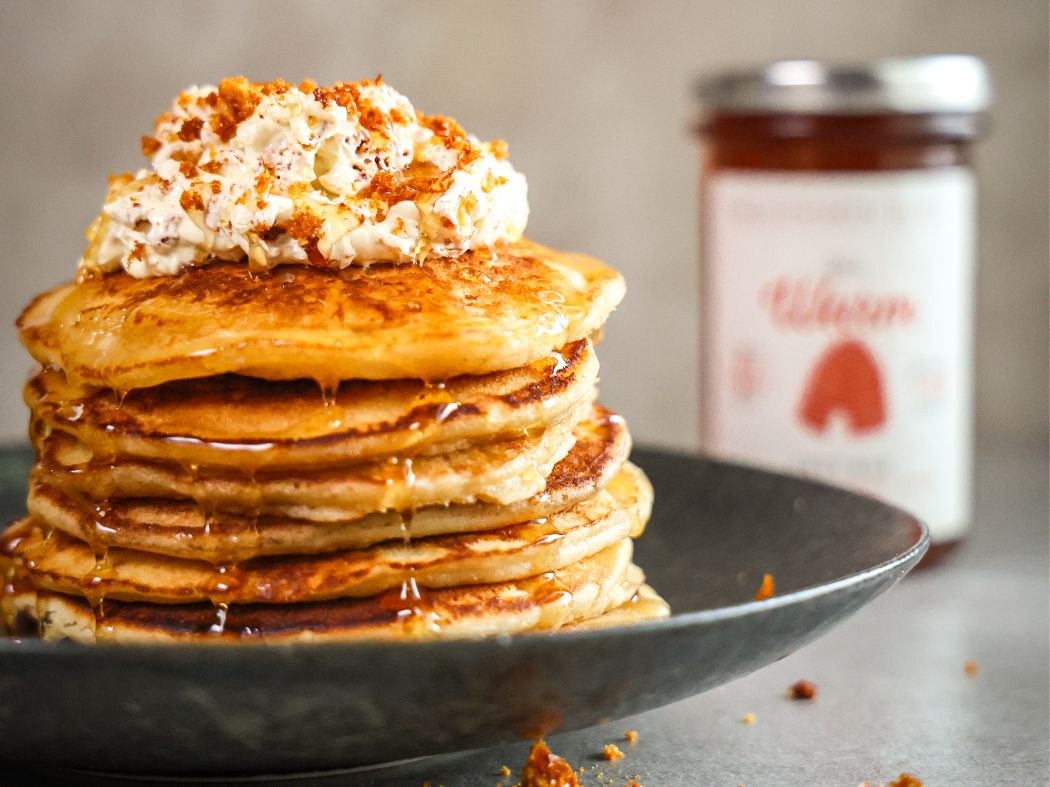 Everyday Pancakes with Whipped Honeycomb Butter