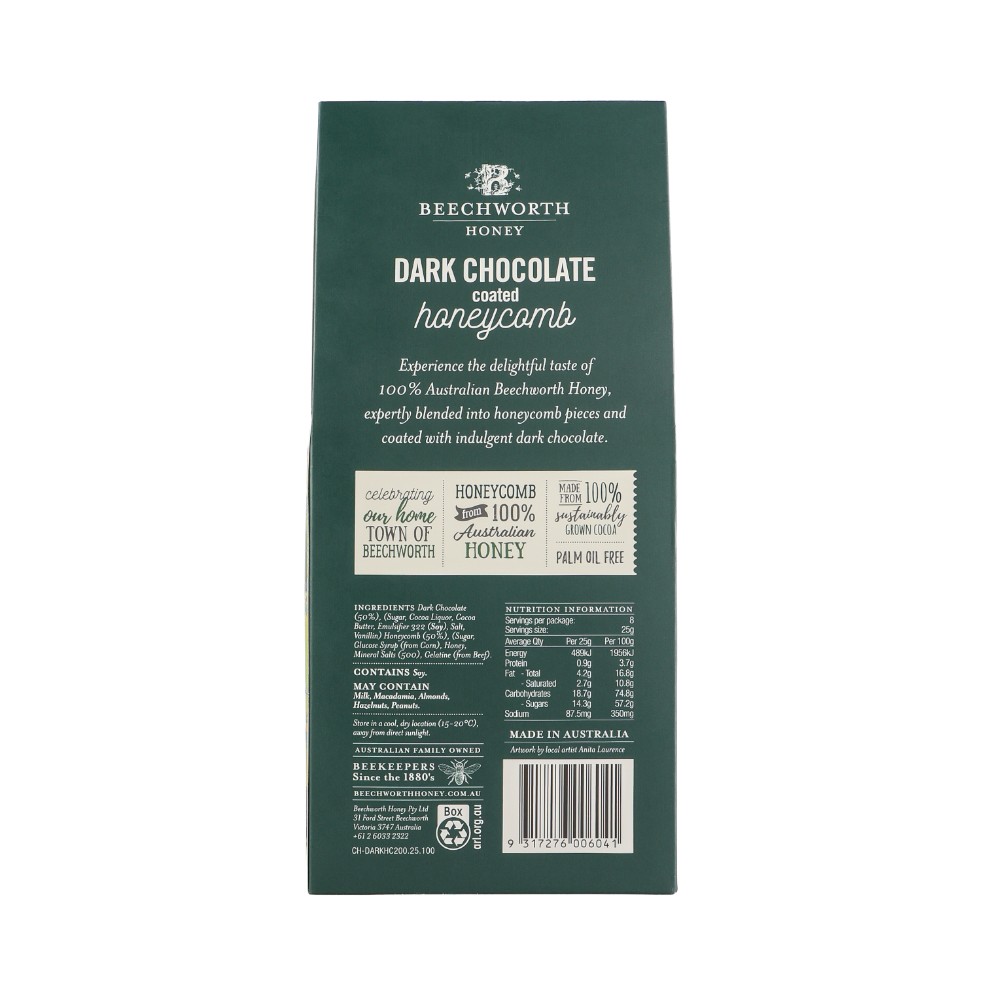 Beechworth Honey Dark Chocolate Coated Honeycomb 200g