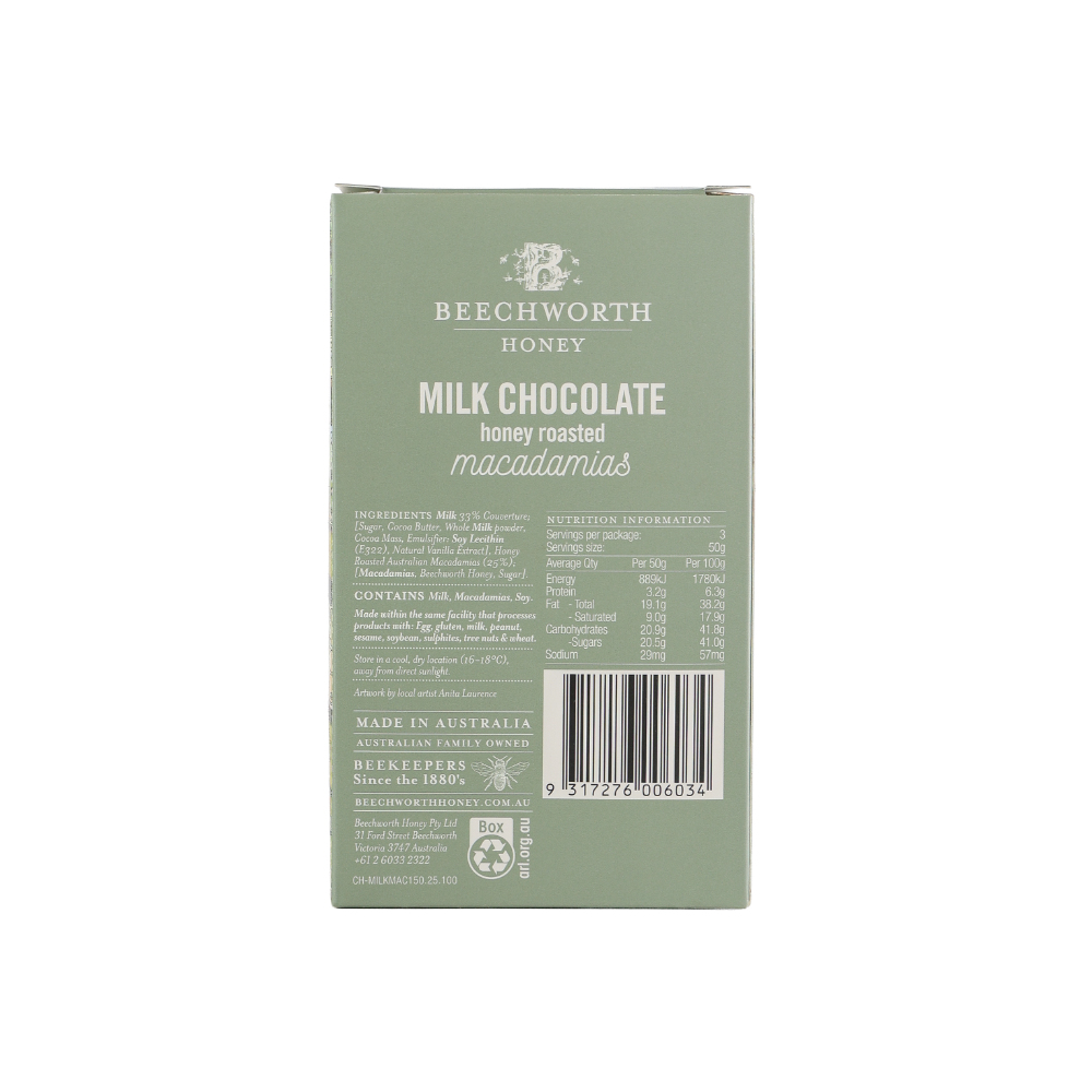 Beechworth Honey Milk Chocolate Honey Roasted Macadmias