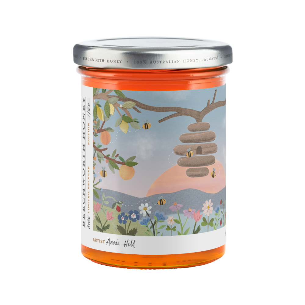 POLL25JAR550-Annie_Pollinate-Honey-2025_Annie-Hill_550g_front