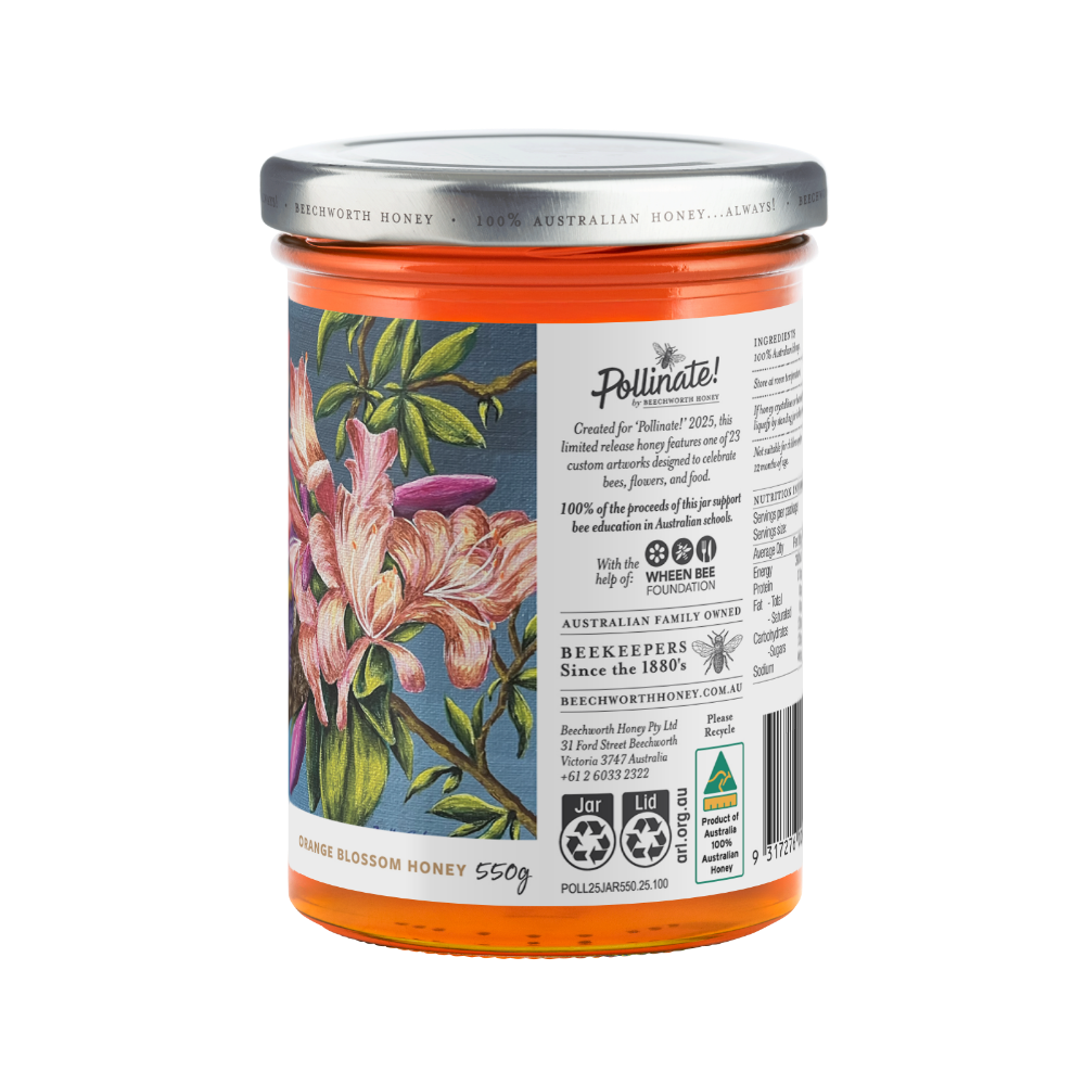 POLL25JAR550-Bradley_Pollinate-Honey-2025_Bradley-Jacobsen_550g_back