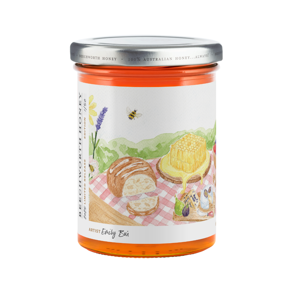POLL25JAR550-Emily_Pollinate-Honey-2025_Emily-Bui_550g_front